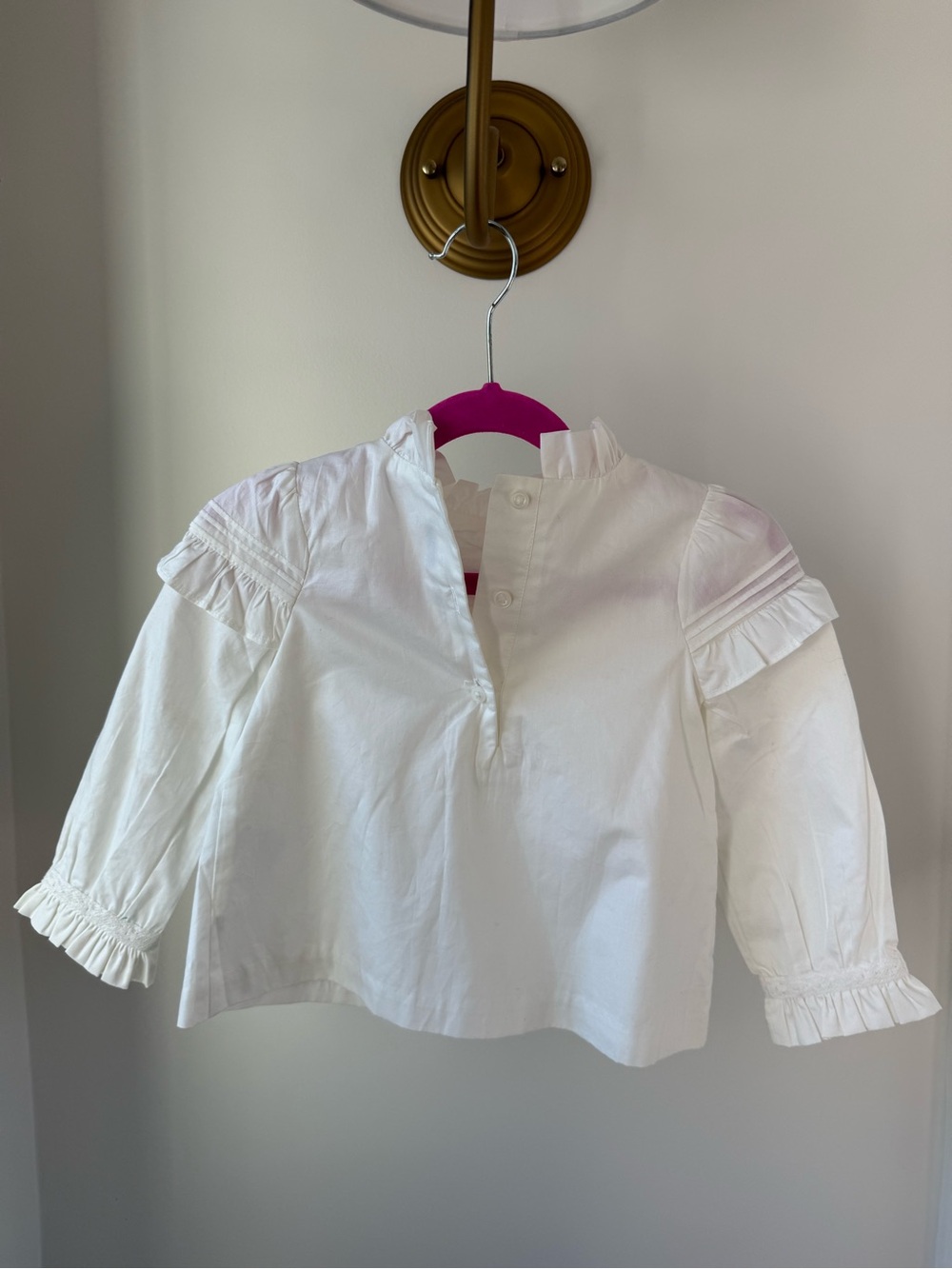 Janie & Jack Girls White Ruffle Collar Blouse - Classic Cotton Top